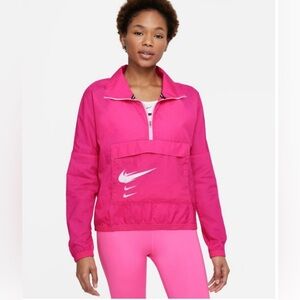 Nike Running Pink Half Zip Windbreaker Pullover Jacket Packable Size M